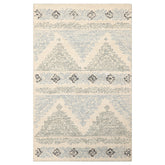Runner Ivory Charcoal Blue Color Hand Tufted Geometric Wool Transitional Oriental Rug